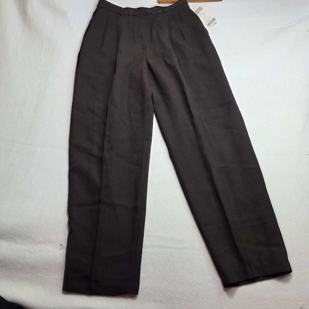 Dressbarn The Focus Trouser Pants Brown Double Pleated Crepe Lined Size 12 NWT